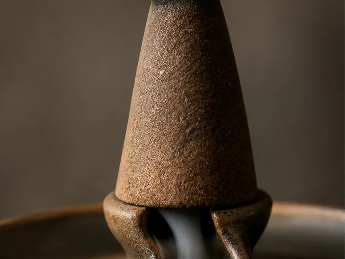 Agarwood backflow incense cones — close-up detail, backflow incense wholesale