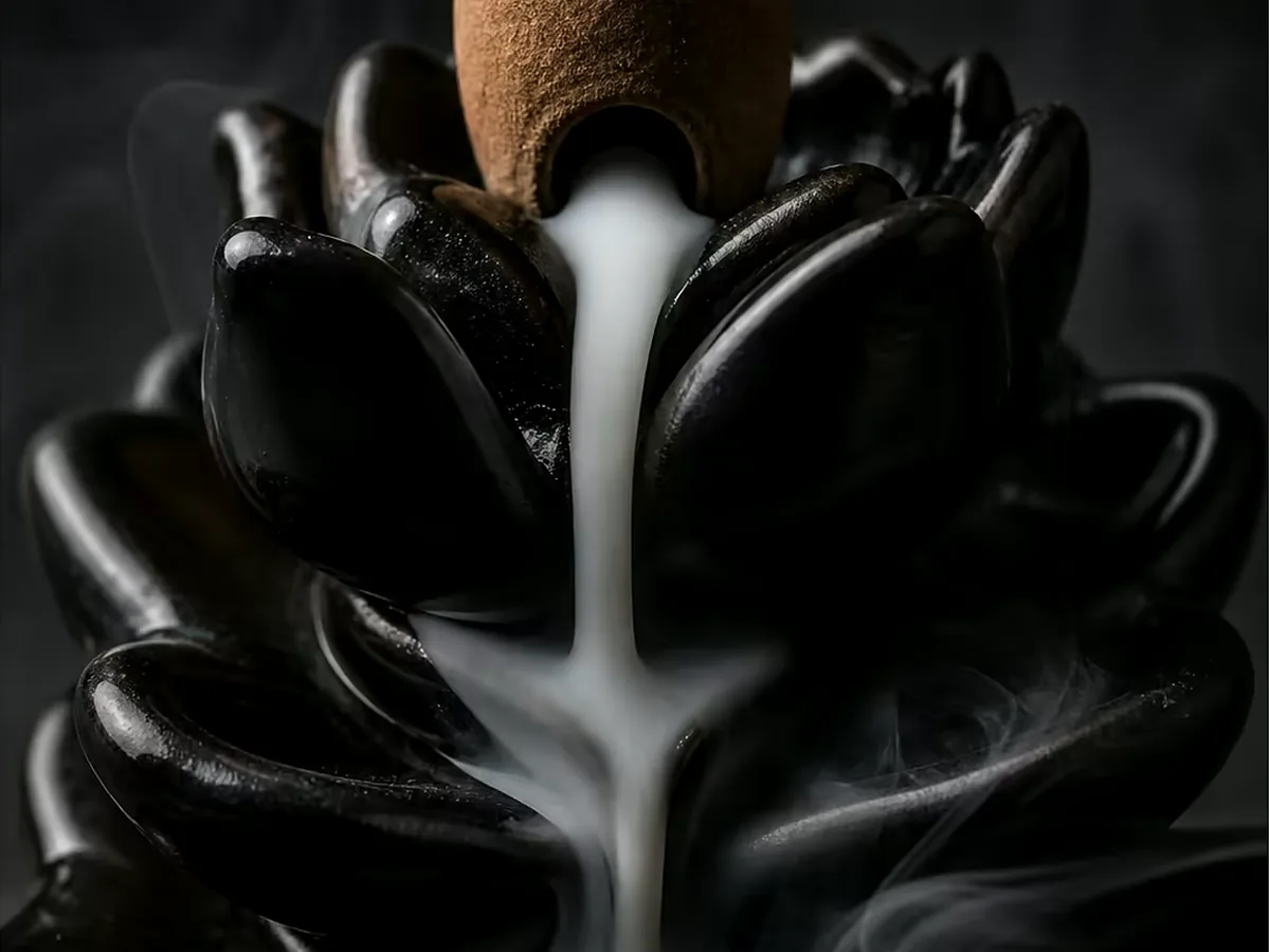 Agarwood backflow incense cones — in use, backflow incense wholesale