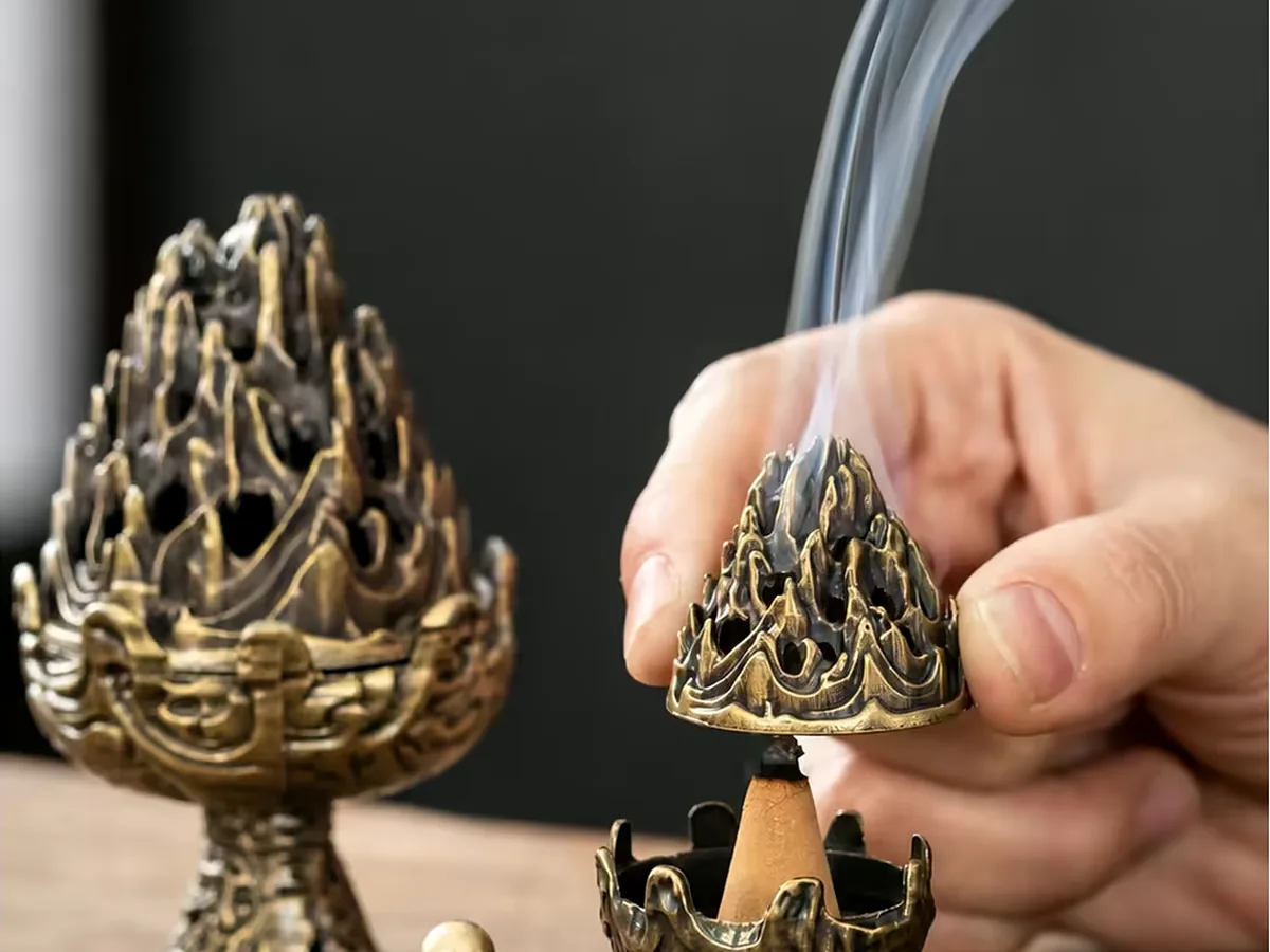 Agarwood incense cones — in use, incense cones wholesale