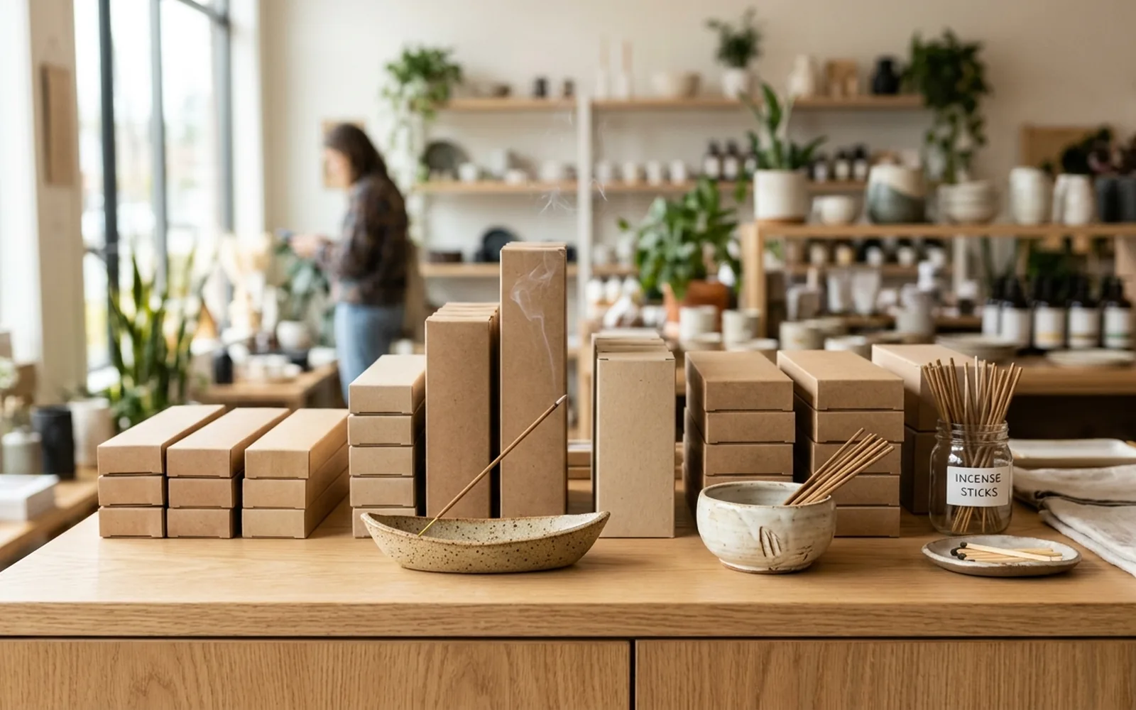 Agarwood incense and holders arranged for North American retail and online buyers