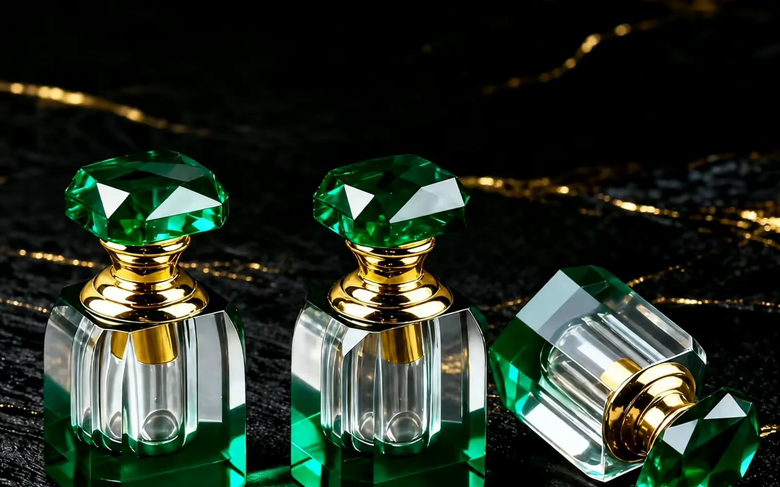 Oud oil bottles wholesale — amber glass dropper and crystal attar flasks