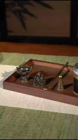 Incense cones taken from the jar and set into a heat-resistant burner